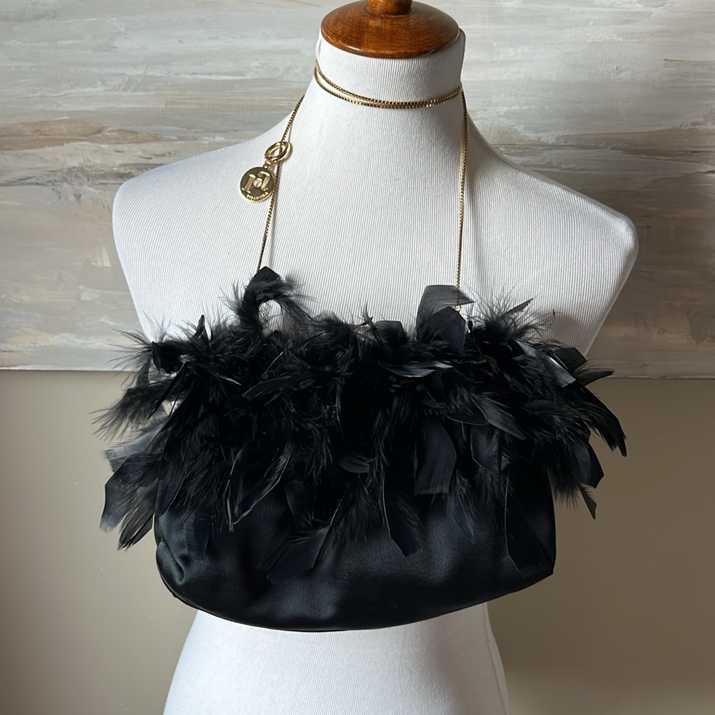Gorgeous Roseantica Satin/Feather Evening Bag/Clutch